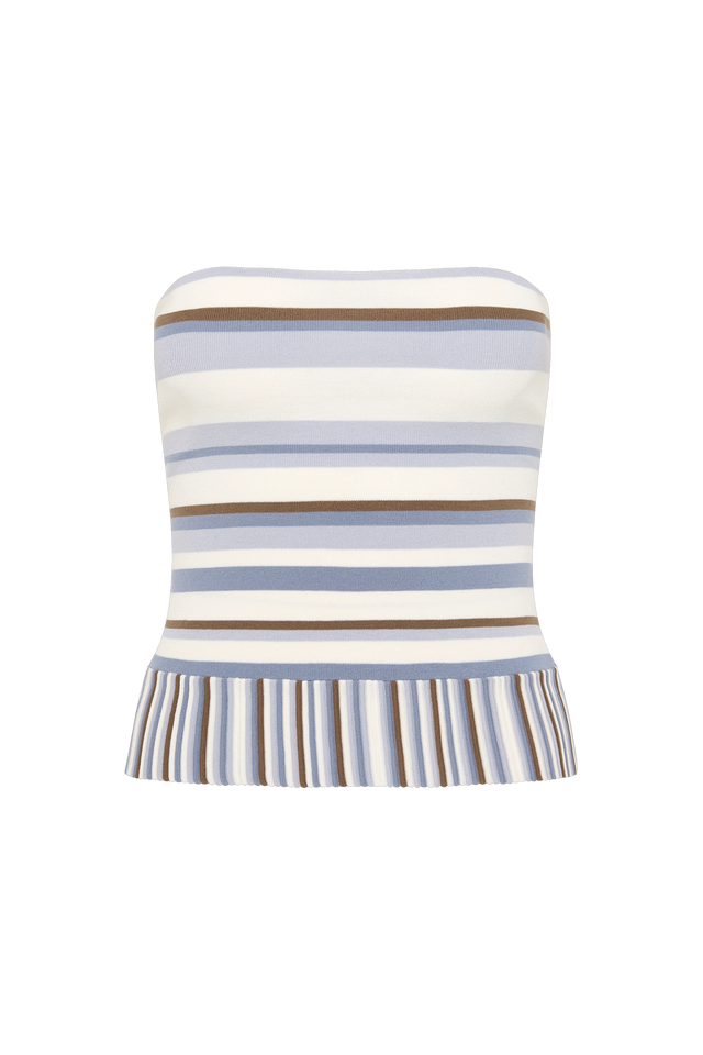 Citara Strapless Top Pale Blue Stripe