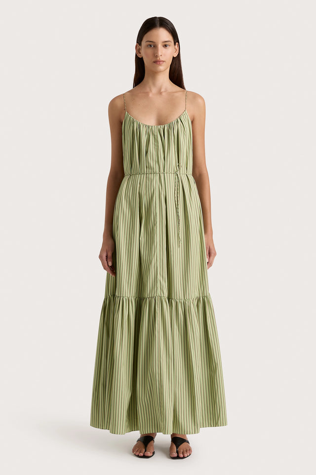 Elodie Maxi Dress Green Stripe