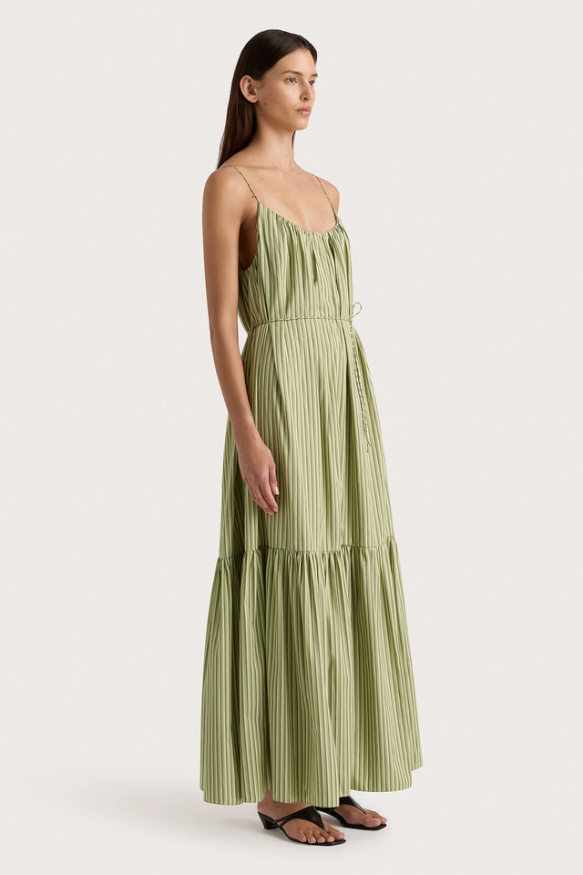 Elodie Maxi Dress Green Stripe