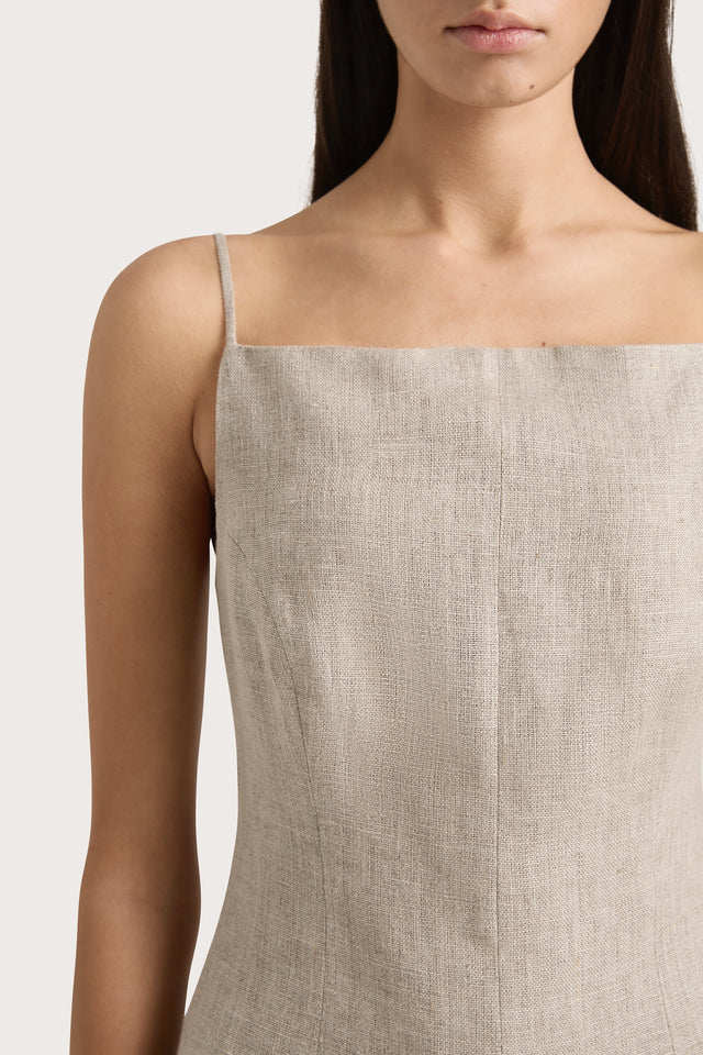 poet linen mini dress Poet Mini Dress Oatmeal