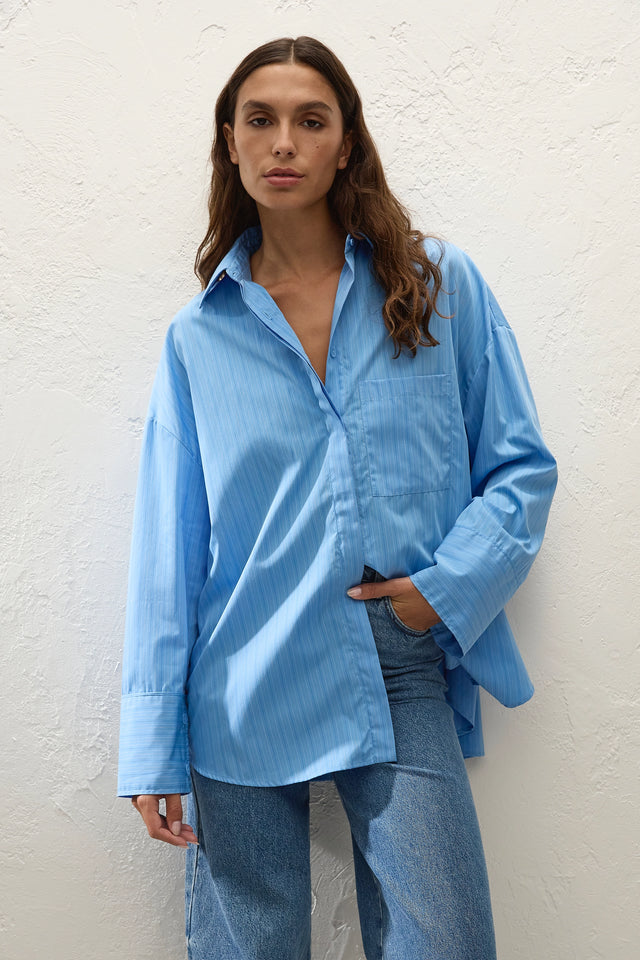 Clemente Shirt Mico Pinstripe Azul