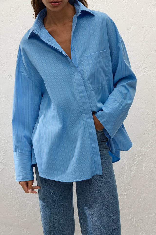 Clemente Shirt Mico Pinstripe Azul