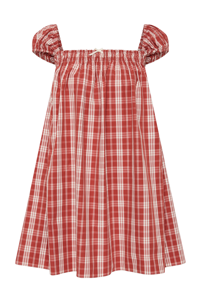 Belinha Mini Dress Ines Check Terra Rosso
