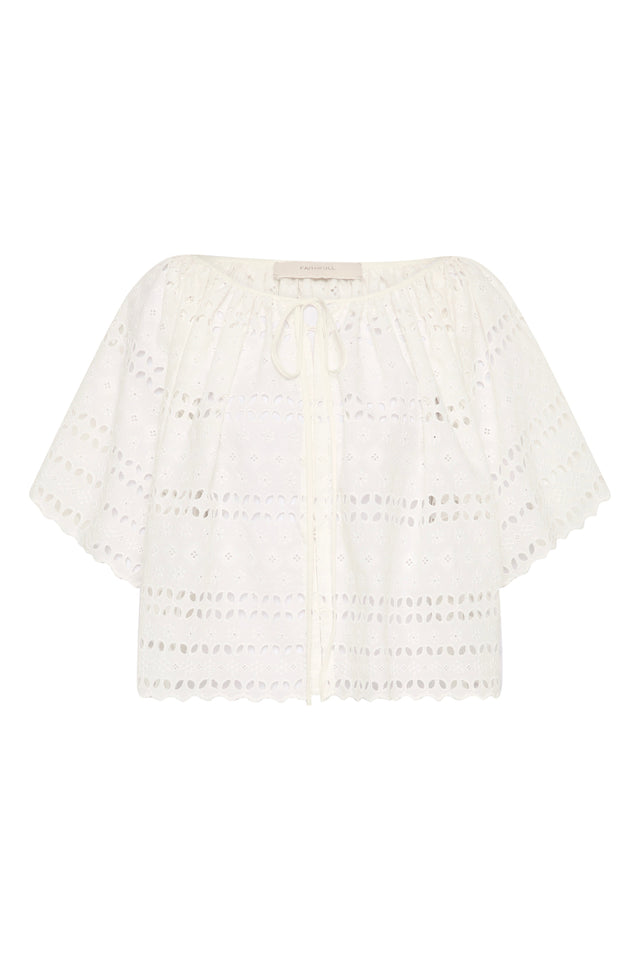Mitla Top Rosa Broderie White