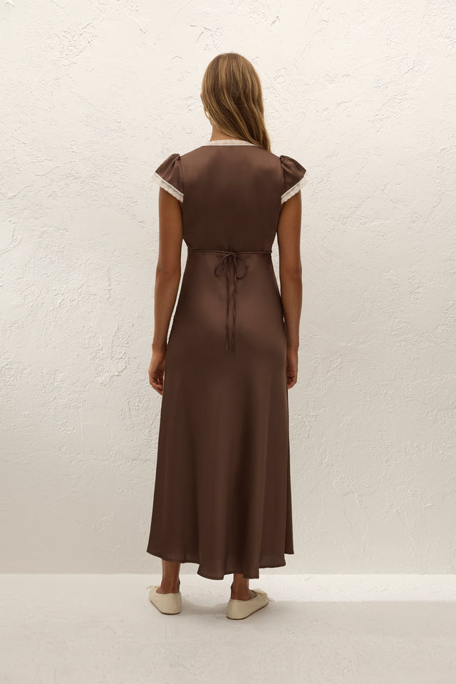 Elvira Midi Dress Chocolate Lace