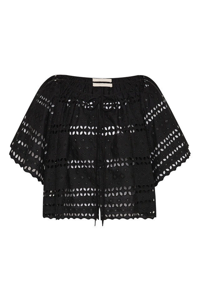 Mitla Top Rosa Broderie Black