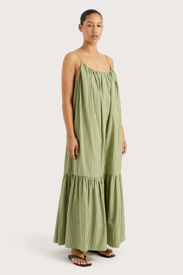 Elodie Maxi Dress Green Stripe