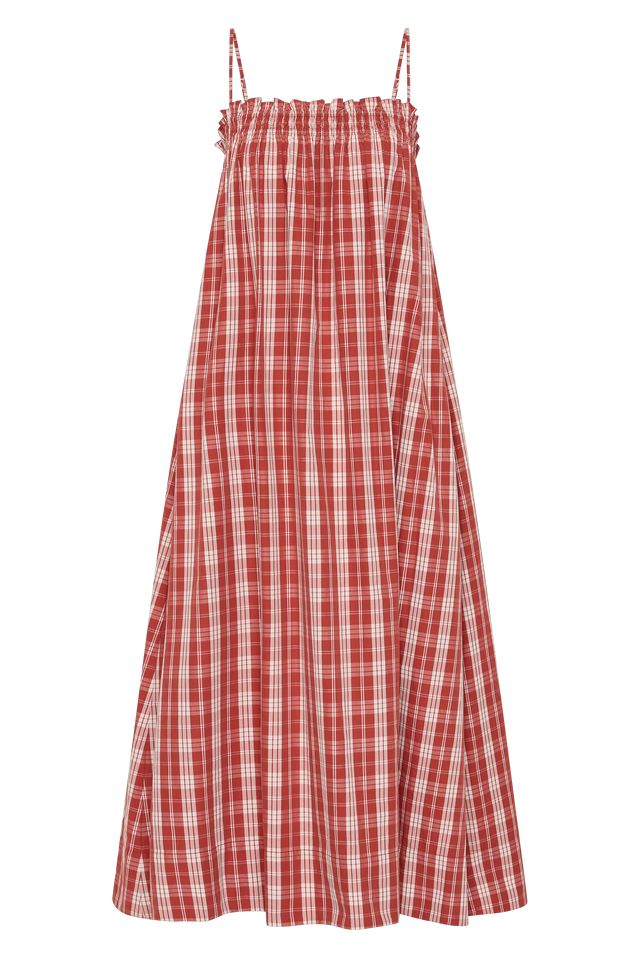 Gerta Midi Dress Ines Check Terra Rosso