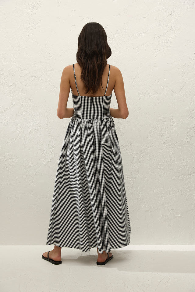 Chiara Midi Dress Black Textured Gingham