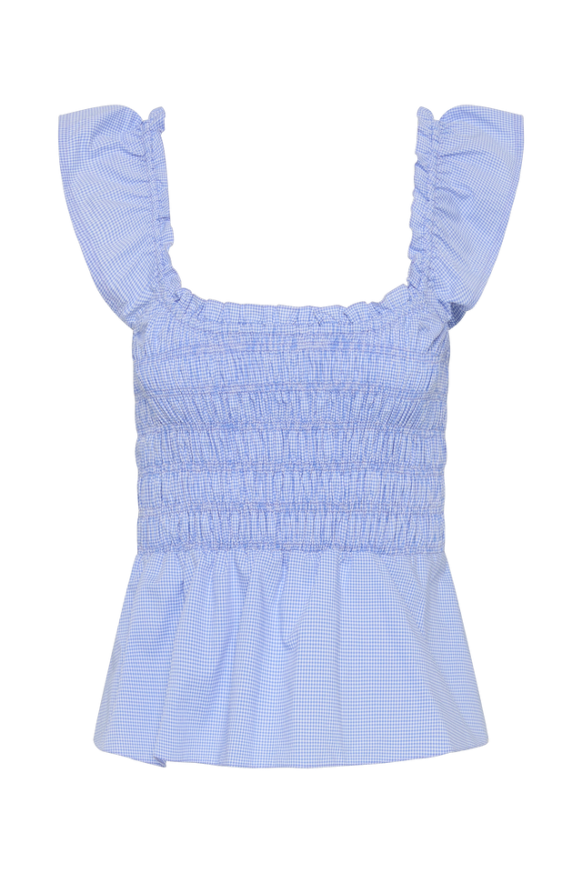 Eudora Top Micro Gingham Soft Blue