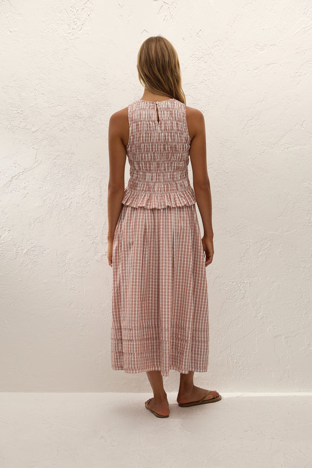 Cales Skirt Paloma Check Cinnamon White