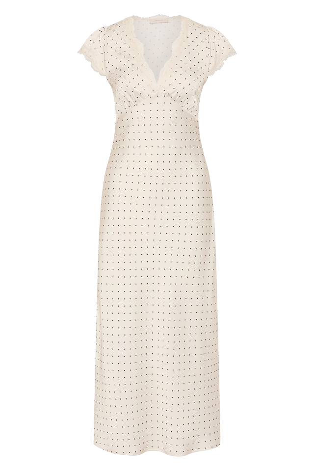 Mina Midi Dress Polka Dot Antique White