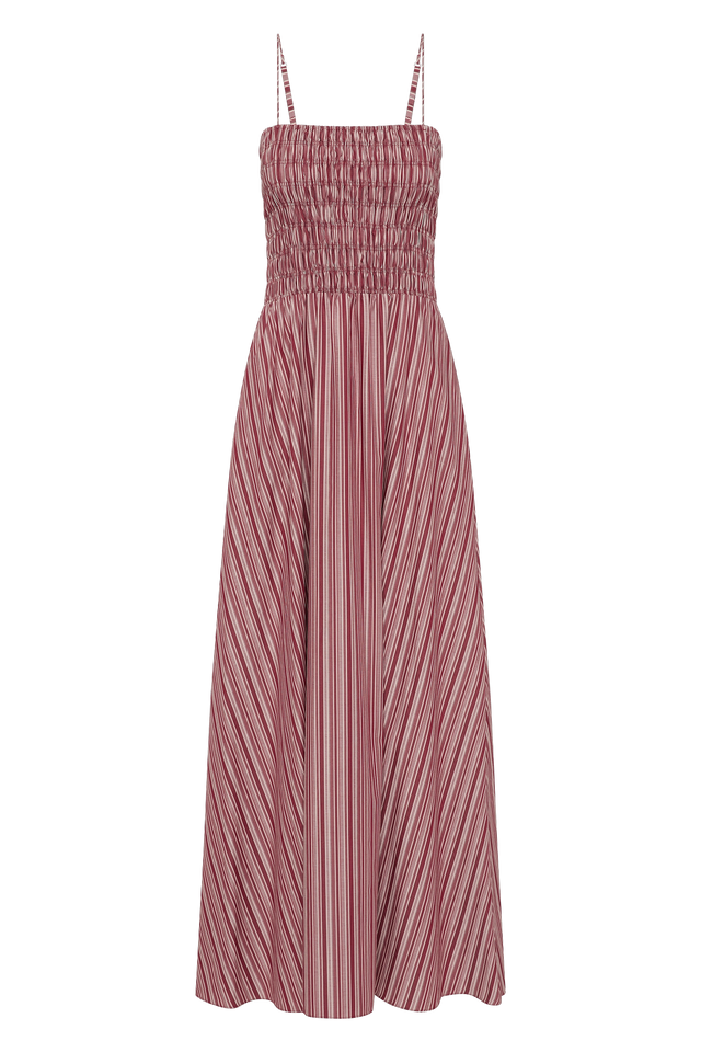 Anniken Maxi Dress Burgundy Stripe