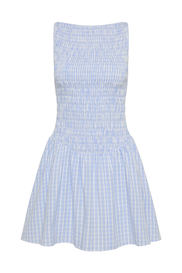 Martina Mini Dress Paloma Check Light Blue White