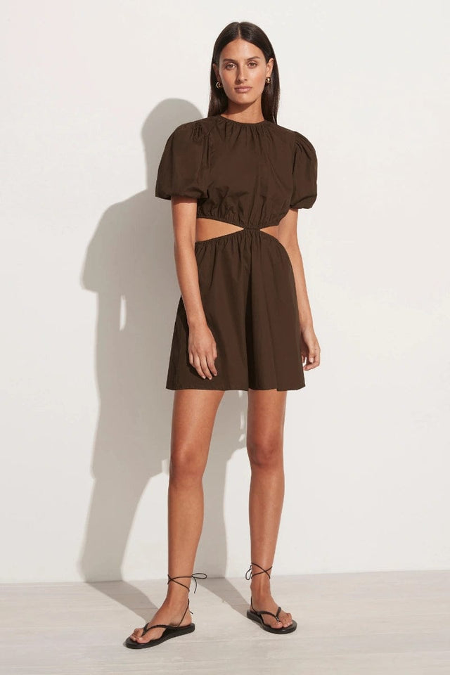 Adelfia Mini Dress Plain Dark Chocolate - Final Sale