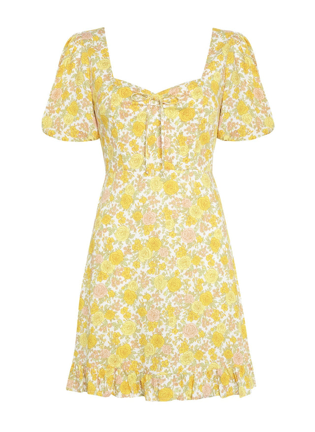 Agathe Mini Dress Grey Garden Floral - Final Sale MEMOIRE Mini Dress
