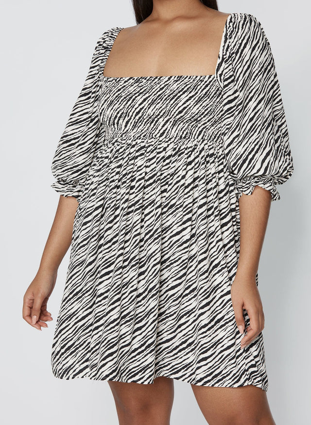 Alina Dress Blance Animal Print - Final Sale MEMOIRE Mini Dress