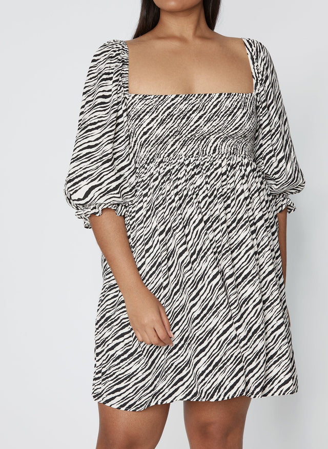 Alina Dress Blance Animal Print - Final Sale MEMOIRE Mini Dress