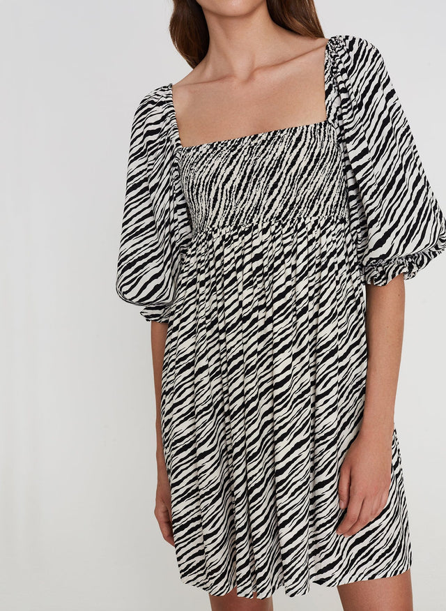 Alina Dress Blance Animal Print - Final Sale MEMOIRE Mini Dress