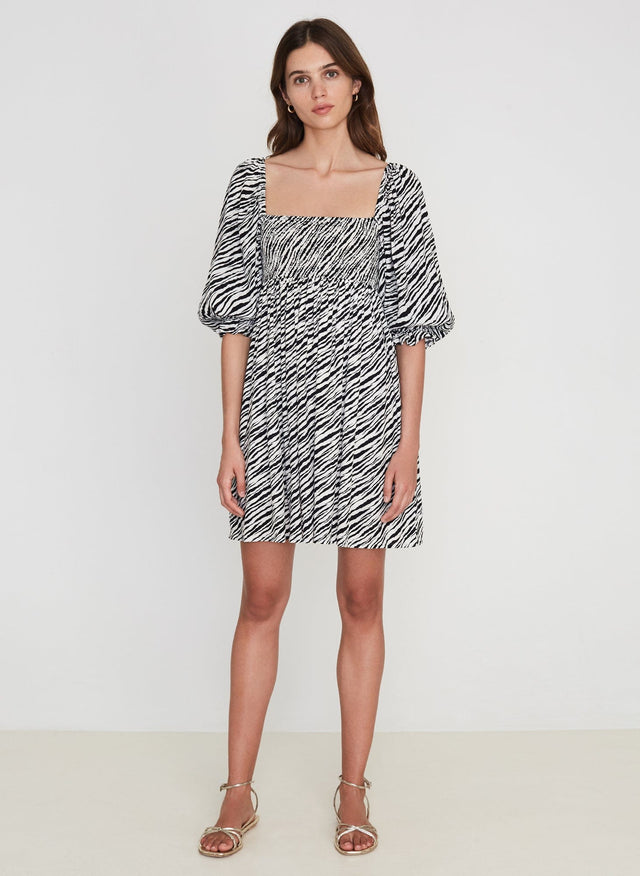 Alina Dress Blance Animal Print - Final Sale MEMOIRE Mini Dress