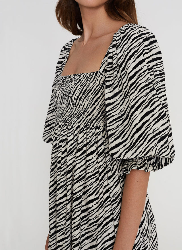 Alina Dress Blance Animal Print - Final Sale MEMOIRE Mini Dress