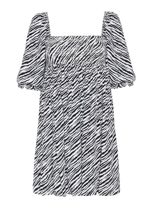 Alina Dress Blance Animal Print - Final Sale MEMOIRE Mini Dress