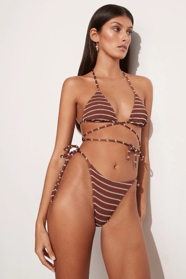 Andrea Bikini Bottoms Chocolate Stripe - Final Sale