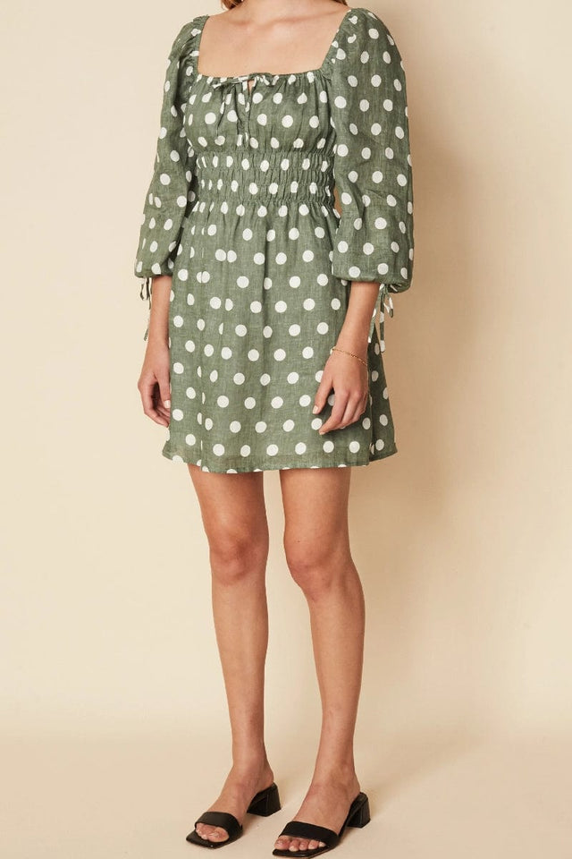 Armina Mini Dress Emelda Dot Print Slate - Final Sale