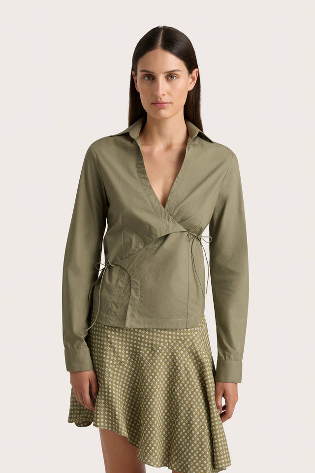 Baia Wrap Shirt Khaki