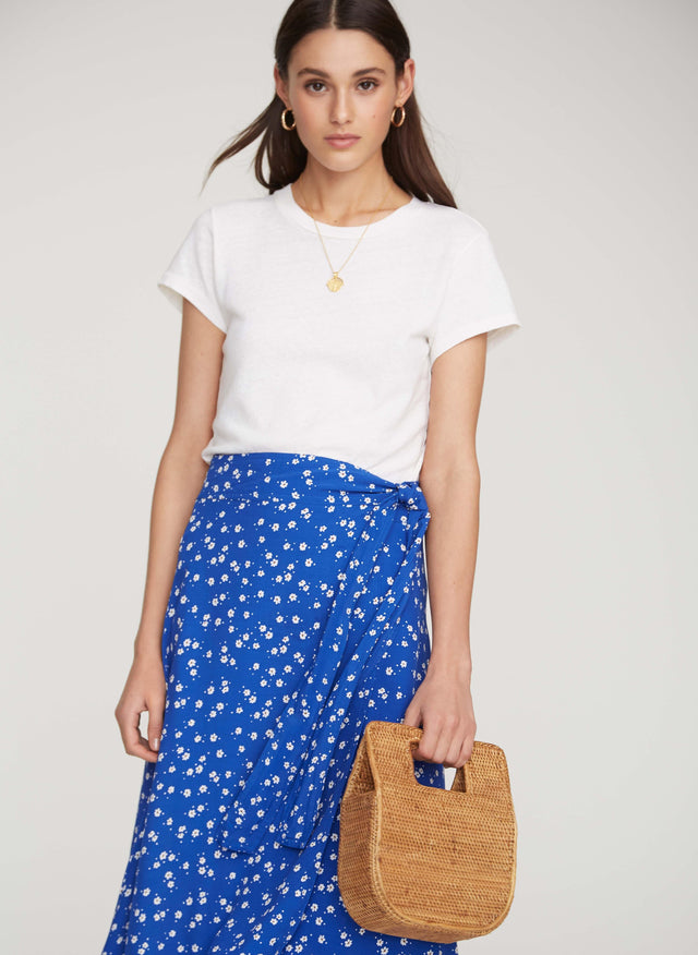 Betina Floral Print  Cobalt  Valencia Wrap Skirt - Final Sale MALLORY Skirts