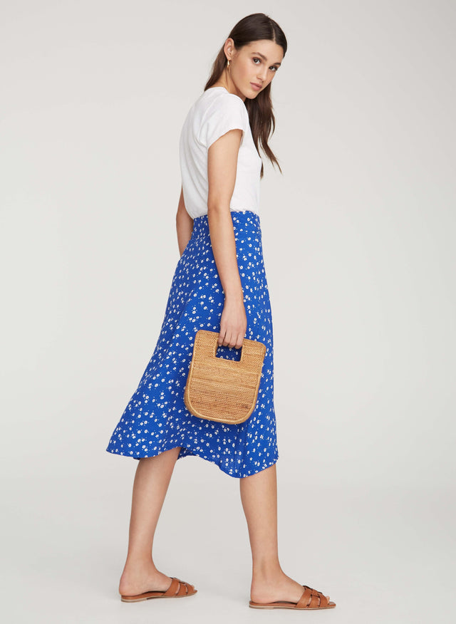 Betina Floral Print  Cobalt  Valencia Wrap Skirt - Final Sale MALLORY Skirts