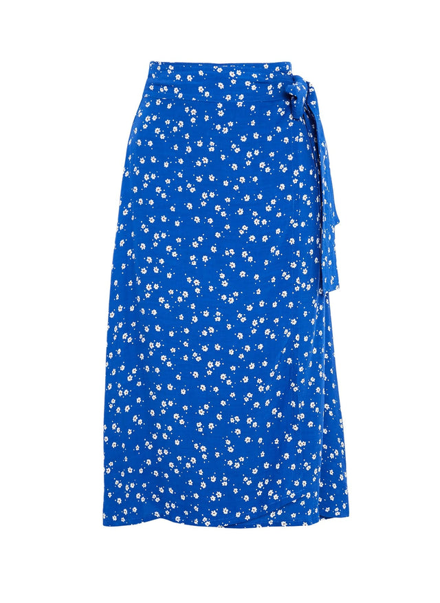 Betina Floral Print  Cobalt  Valencia Wrap Skirt - Final Sale MALLORY Skirts