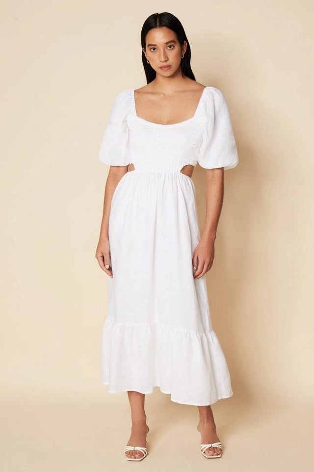 Bloom Midi Dress Plain White - Final Sale
