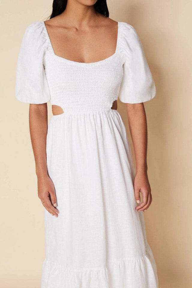 Bloom Midi Dress Plain White - Final Sale