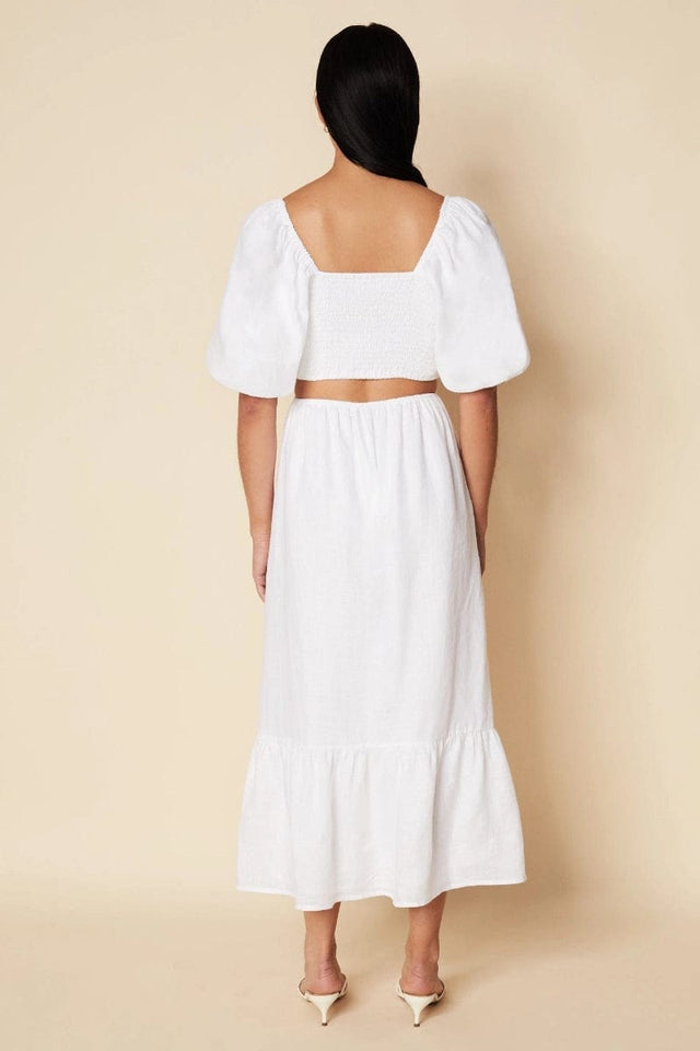 Bloom Midi Dress Plain White - Final Sale
