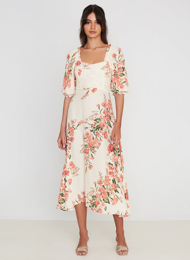 Bronte Midi Dress Magnolia Floral Print - Final Sale MEMOIRE Midi Dress