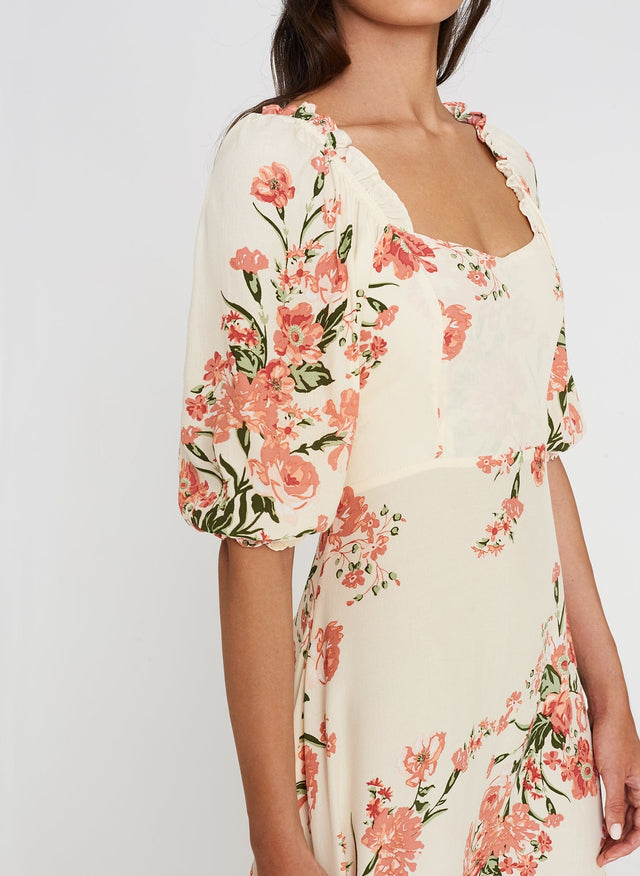 Bronte Midi Dress Magnolia Floral Print - Final Sale MEMOIRE Midi Dress