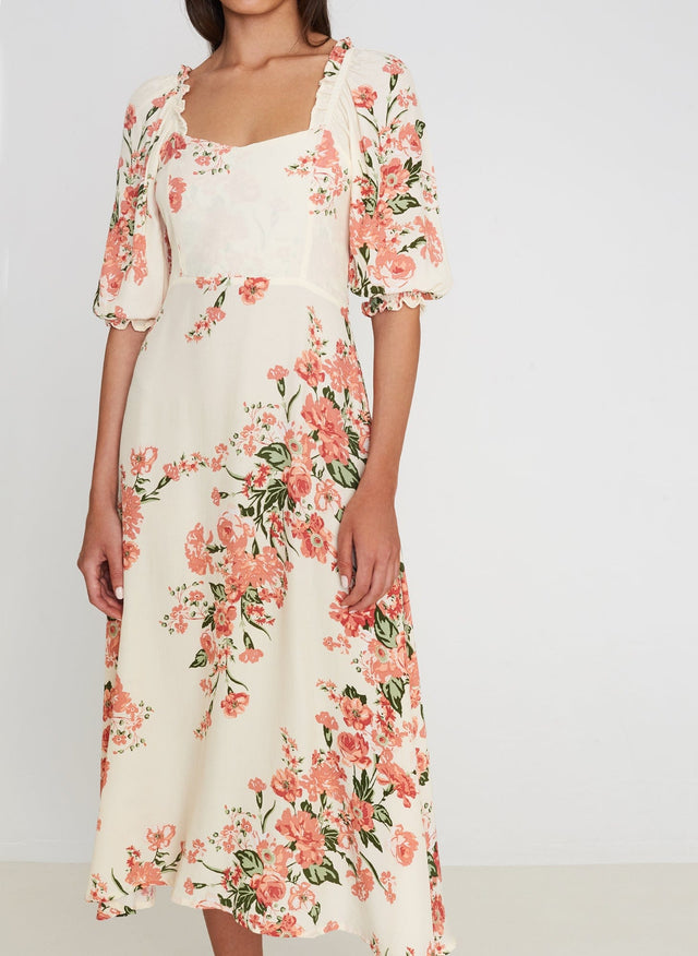 Bronte Midi Dress Magnolia Floral Print - Final Sale MEMOIRE Midi Dress