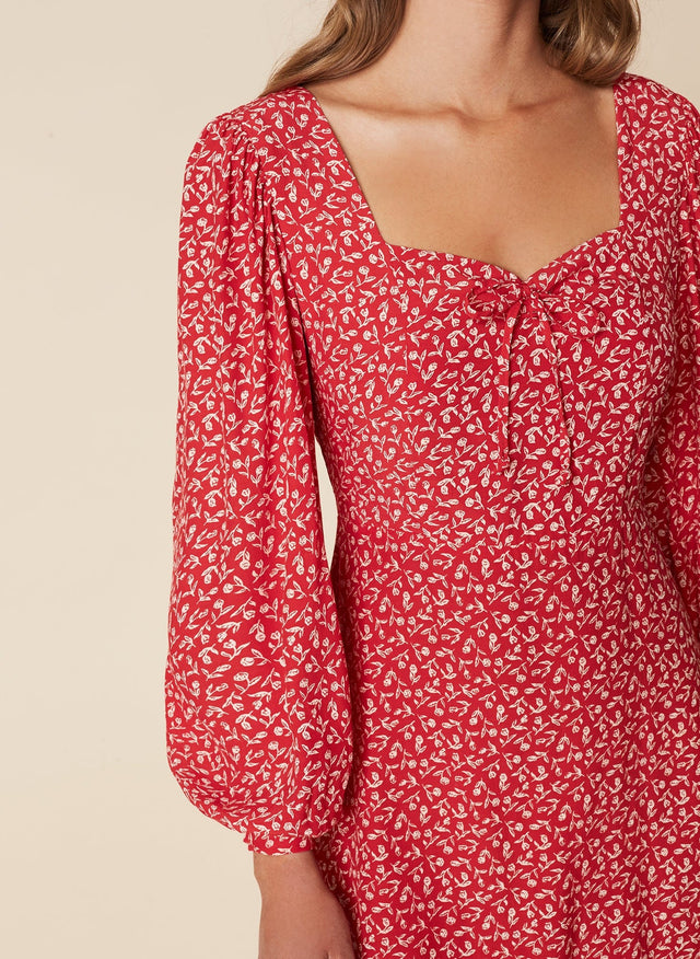 Calla Mini Dress Maddy Floral Print - Vintage Red - Final Sale LES TEMPS DES FLEURS Mini Dress