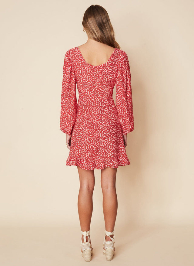 Calla Mini Dress Maddy Floral Print - Vintage Red - Final Sale LES TEMPS DES FLEURS Mini Dress