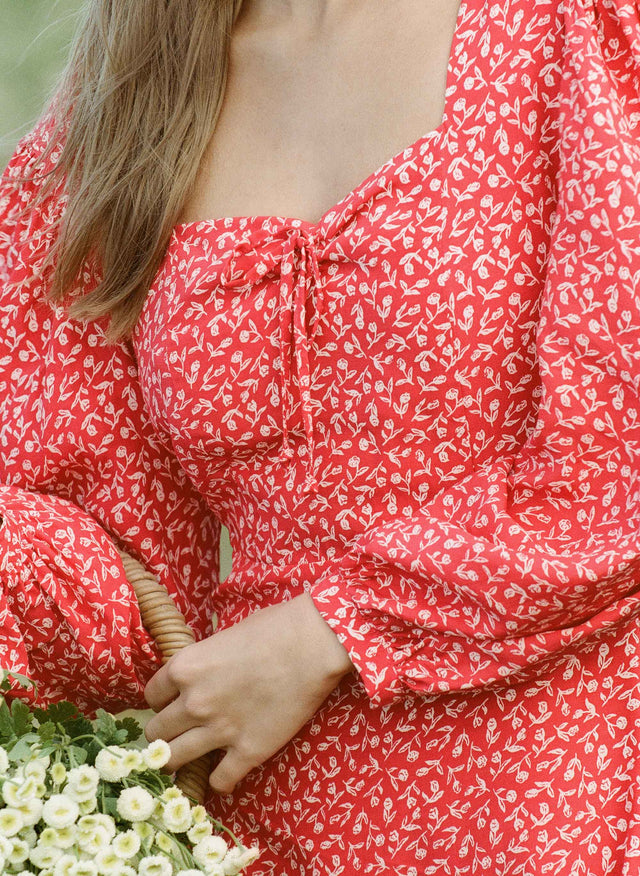 Calla Mini Dress Maddy Floral Print - Vintage Red - Final Sale LES TEMPS DES FLEURS Mini Dress