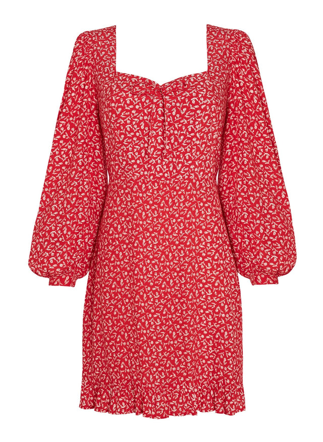 Calla Mini Dress Maddy Floral Print - Vintage Red - Final Sale LES TEMPS DES FLEURS Mini Dress