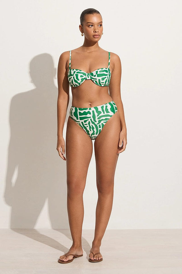 Chania Bikini Bottoms Tulli Print Green - Final Sale
