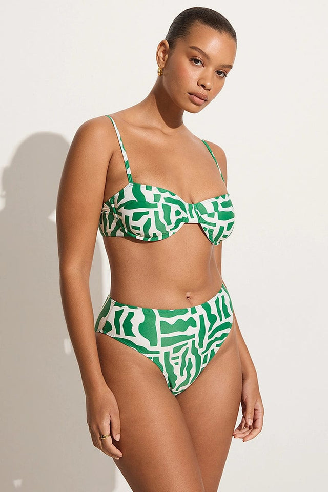 Chania Bikini Bottoms Tulli Print Green - Final Sale