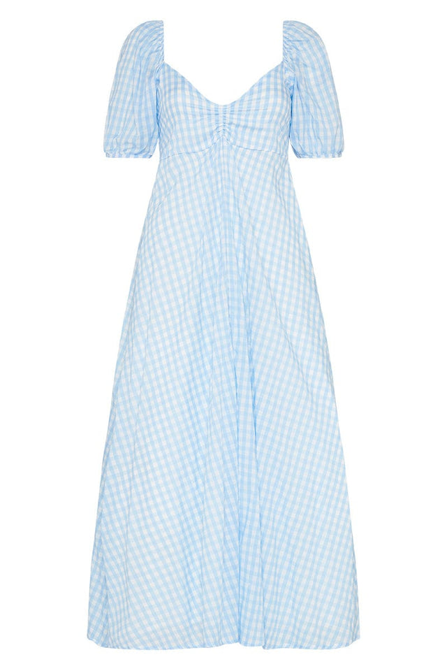 Charlize Midi Dress Mari Check Print Cornflower - Final Sale LA SAISON Midi Dress