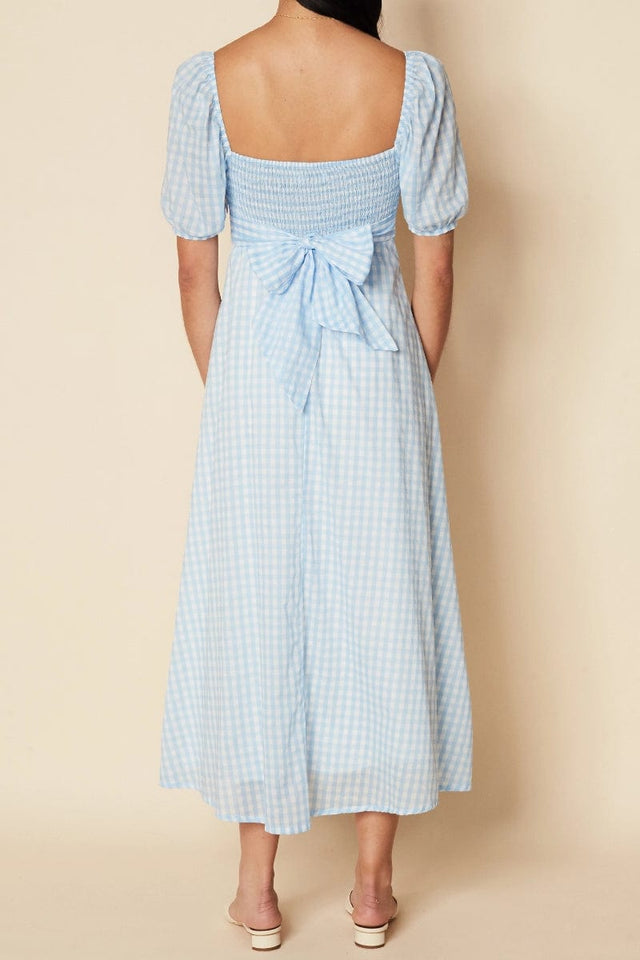 Charlize Midi Dress Mari Check Print Cornflower - Final Sale