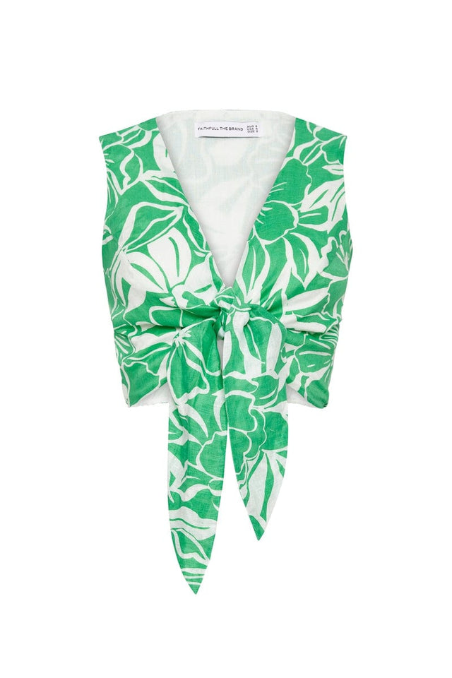 Dalaila Tie Top El Marsa Floral Print Green IL MEDITERRANEO Fashion Tops