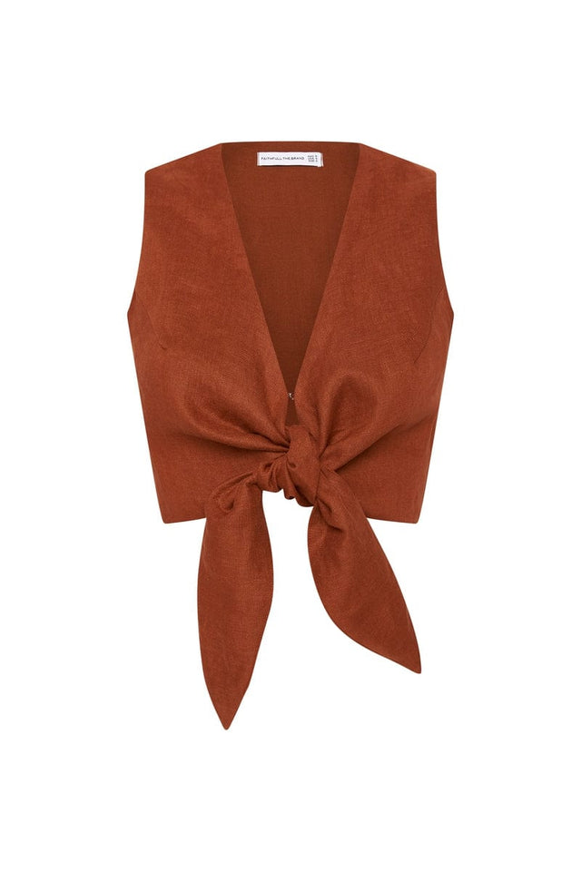 Dalaila Tie Top Plain Spice IL MEDITERRANEO Fashion Tops