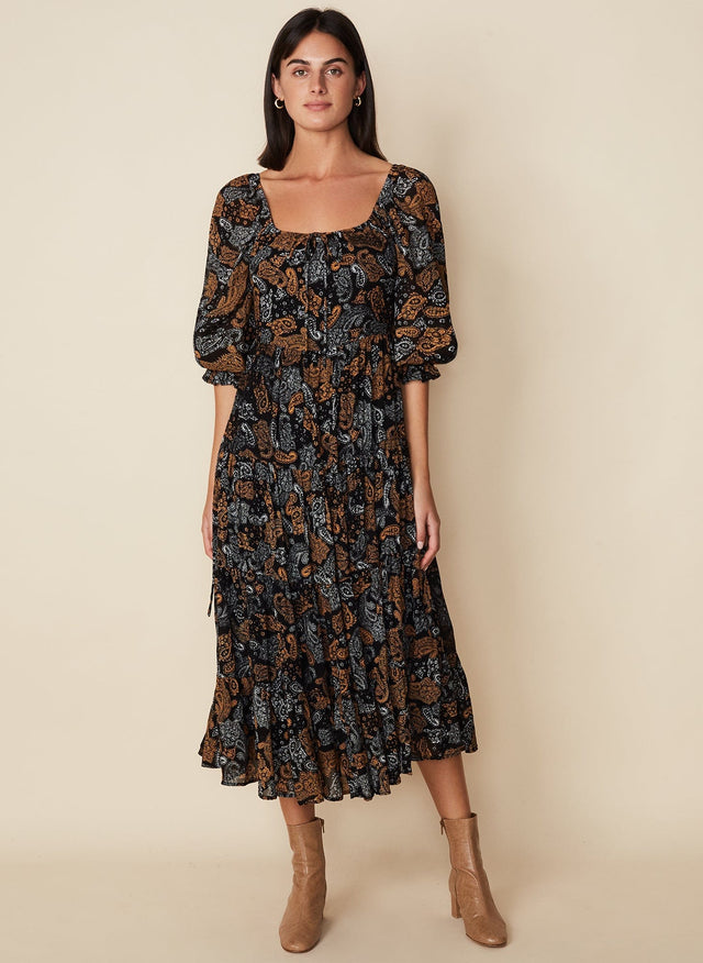 Darsha Midi Dress Ankara Paisley Print - Final Sale LE DESERT Midi Dress