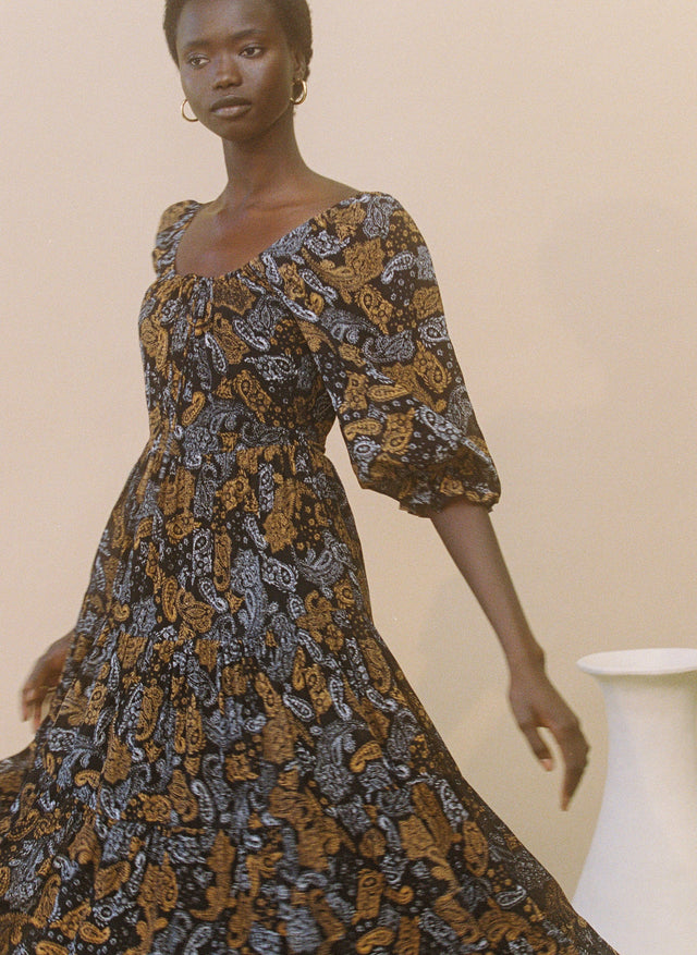 Darsha Midi Dress Ankara Paisley Print - Final Sale LE DESERT Midi Dress
